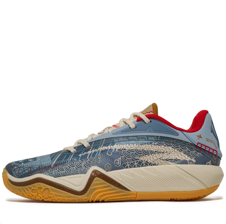 ANTA KAI Low-Top Basketball Shoes - Blue Patchwork & Gum