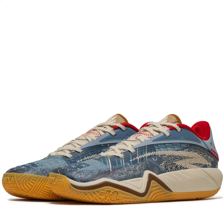 ANTA KAI Low-Top Basketball Shoes - Blue Patchwork & Gum