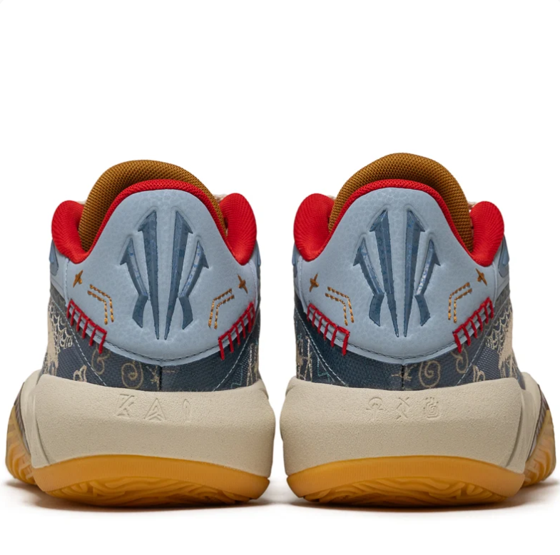 ANTA KAI Low-Top Basketball Shoes - Blue Patchwork & Gum