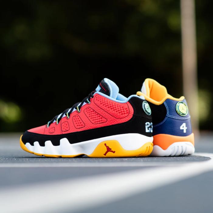 Air Jordan 9 Low Multicolor Sneakers - Red, Black & Blue