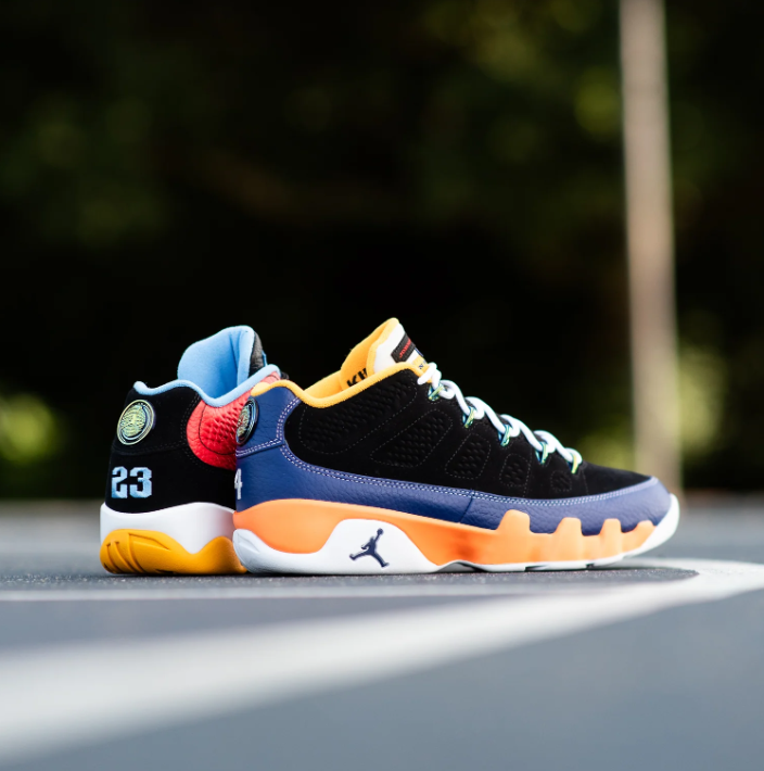 Air Jordan 9 Low Multicolor Sneakers - Red, Black & Blue
