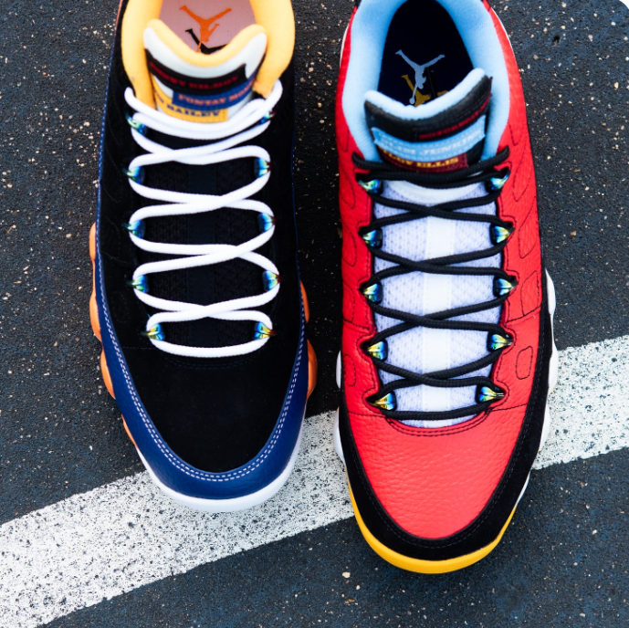 Air Jordan 9 Low Multicolor Sneakers - Red, Black & Blue