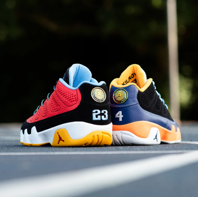 Air Jordan 9 Low Multicolor Sneakers - Red, Black & Blue
