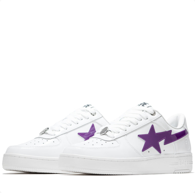 BAPE STA Low-Top Sneakers - White, Purple & Green