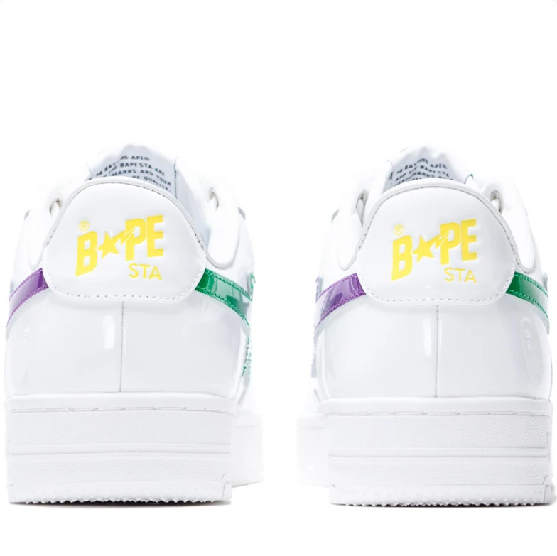 BAPE STA Low-Top Sneakers - White, Purple & Green