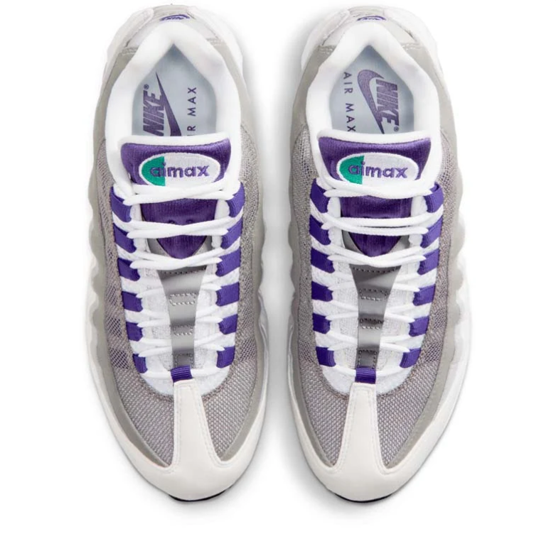Nike Air Max 95 Sneakers - White, Grey & Purple with Teal Accents