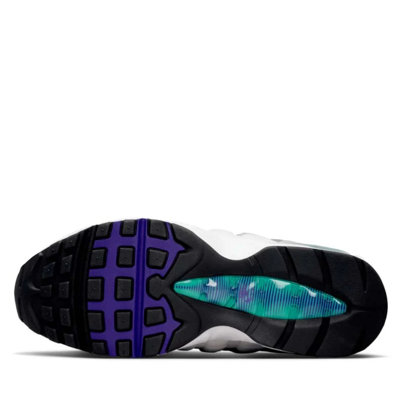 Nike Air Max 95 Sneakers - White, Grey & Purple with Teal Accents