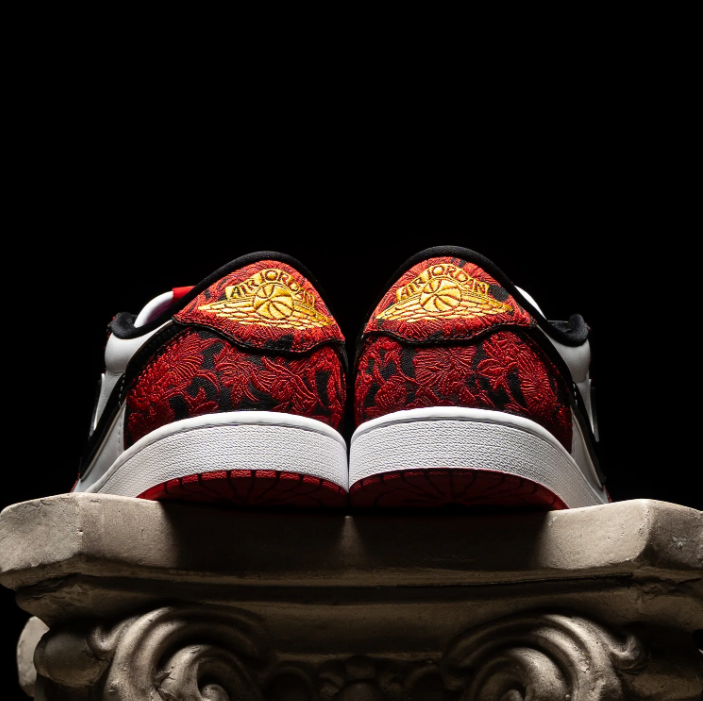 Air Jordan 1 Low Sneakers - Red Floral, White & Black