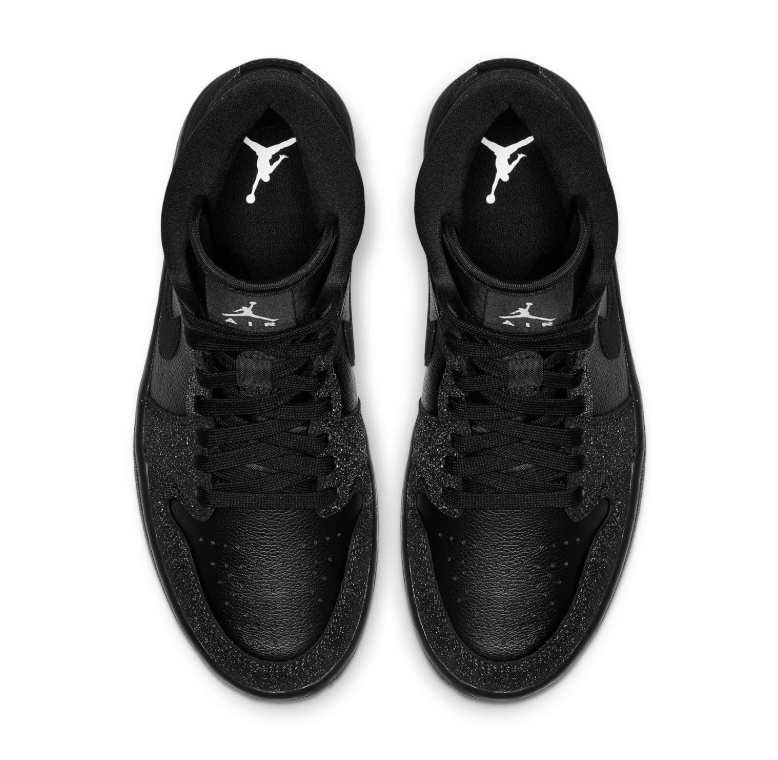 Air Jordan 1 Mid Sneakers - Black & White with Textured Overlays