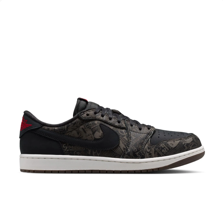 Air Jordan 1 Low Sneakers - Black & Olive Graphic Print