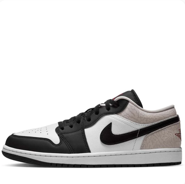 Air Jordan 1 Low Sneakers - Black, White & Light Grey