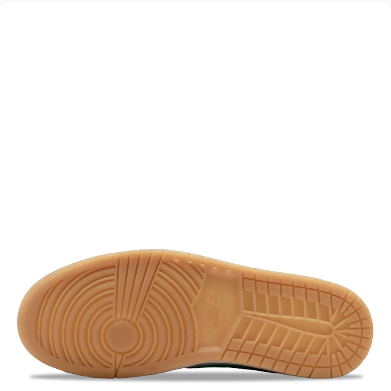 Air Jordan 1 Low Sneakers - Black, White & Green with Gum Sole