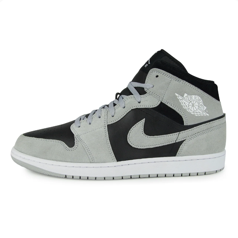 Air Jordan 1 Mid Sneakers - Black & Light Grey