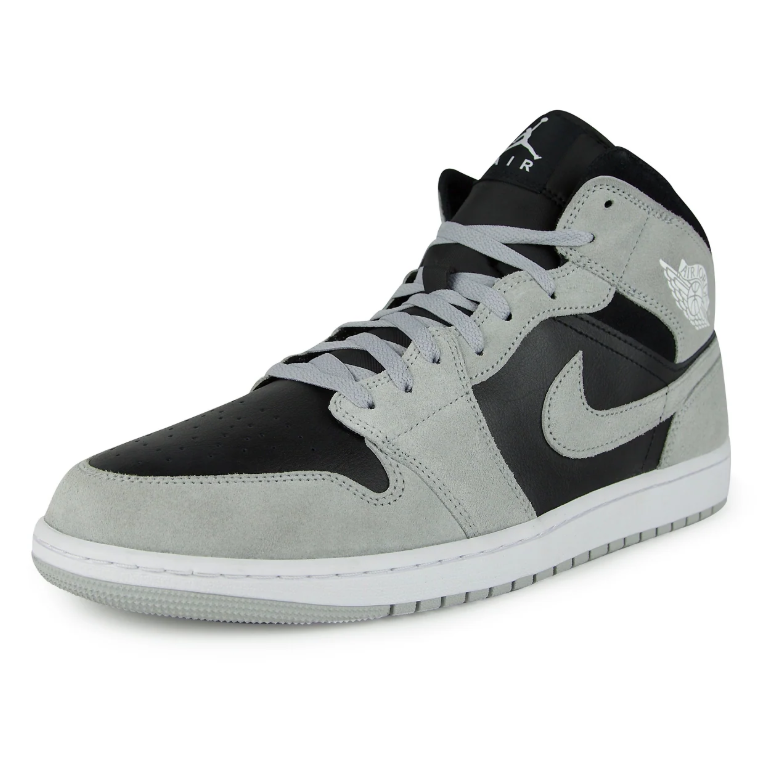 Air Jordan 1 Mid Sneakers - Black & Light Grey