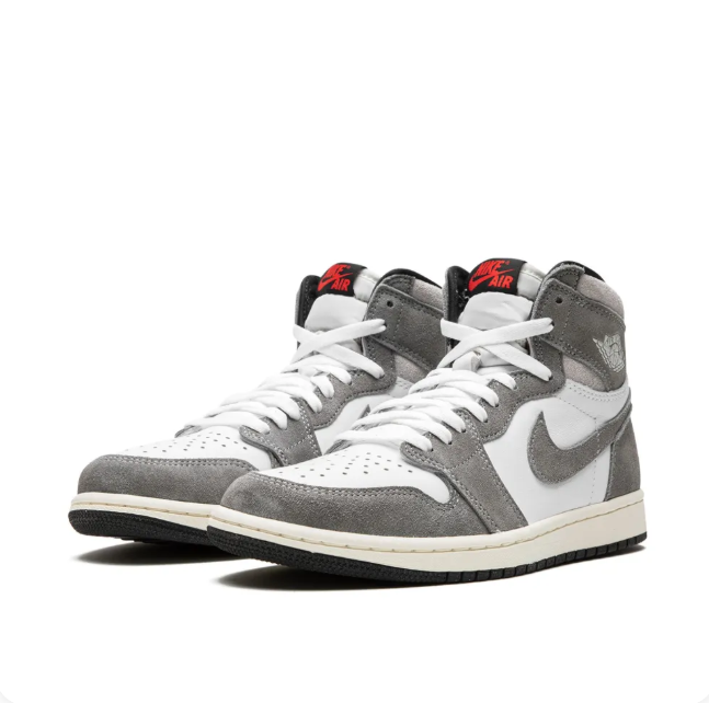 Air Jordan 1 High Sneakers - Grey & White with Cream Midsole