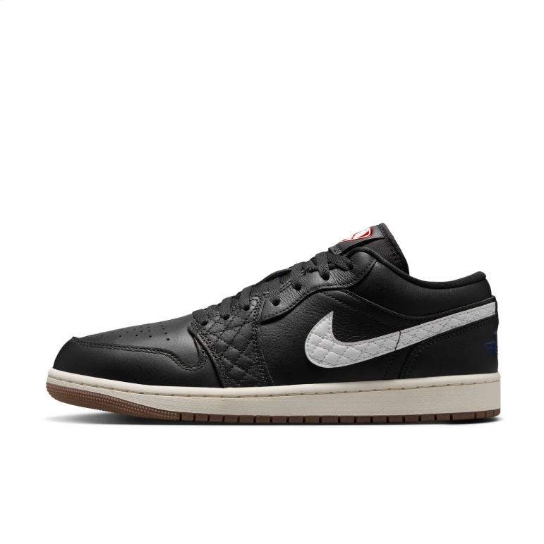 Air Jordan 1 Low Sneakers - Black & Grey with Gum Sole