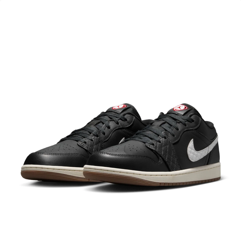 Air Jordan 1 Low Sneakers - Black & Grey with Gum Sole