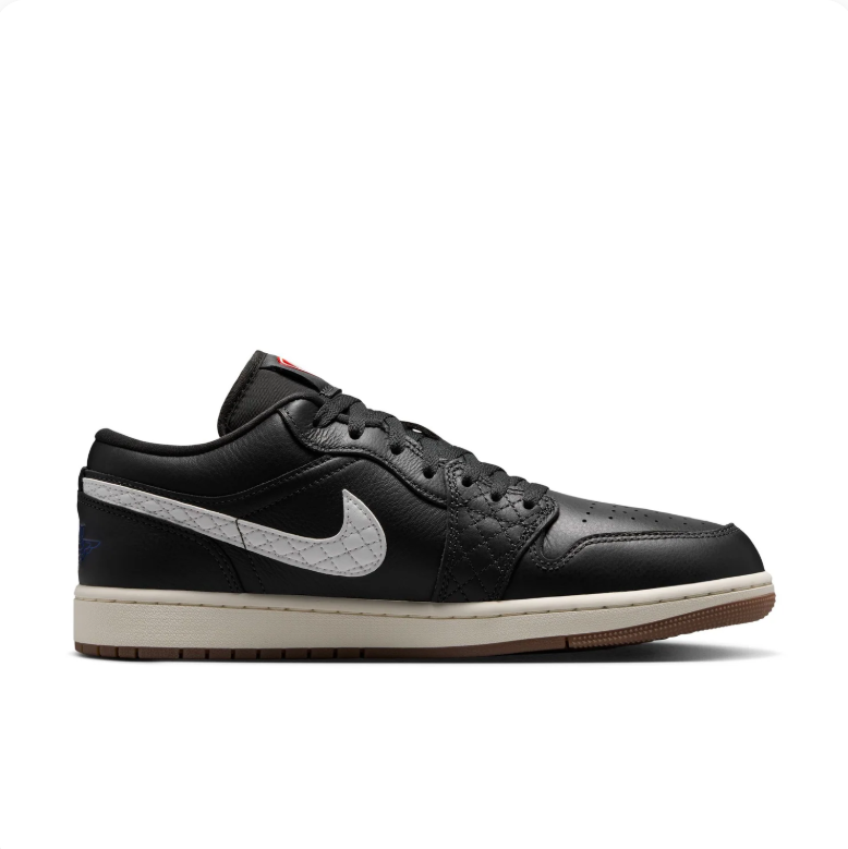 Air Jordan 1 Low Sneakers - Black & Grey with Gum Sole