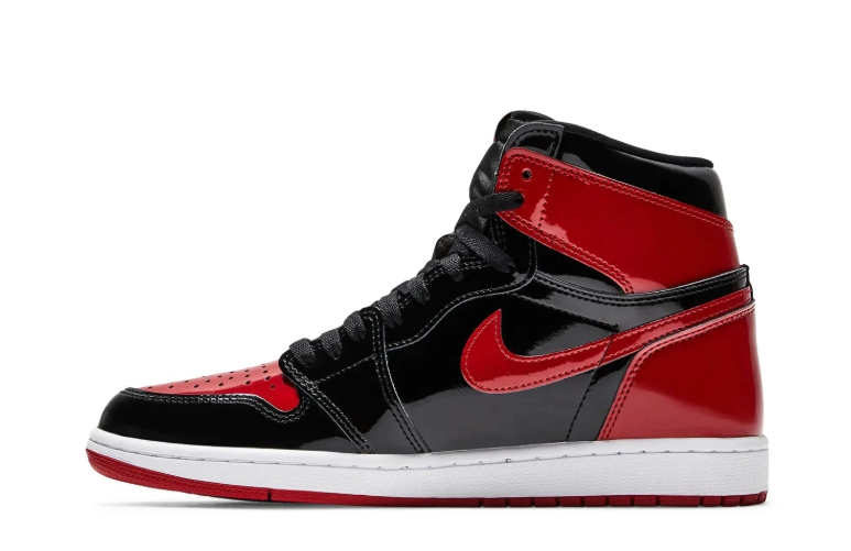Air Jordan 1 High Sneakers - Glossy Black & Red