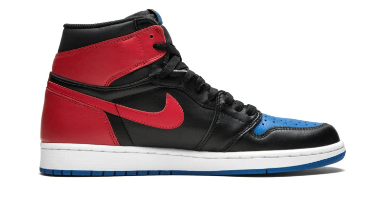Air Jordan 1 High Sneakers - Mismatched Red, Blue, Black & White