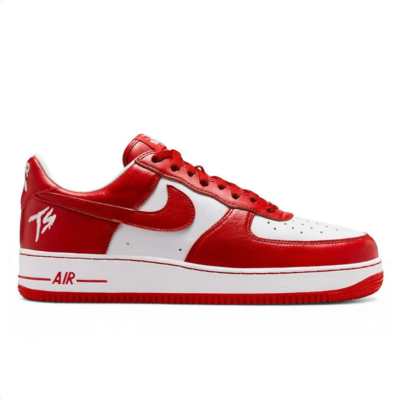 Nike Air Force 1 Low Sneakers - Red & White with Embroidered Details