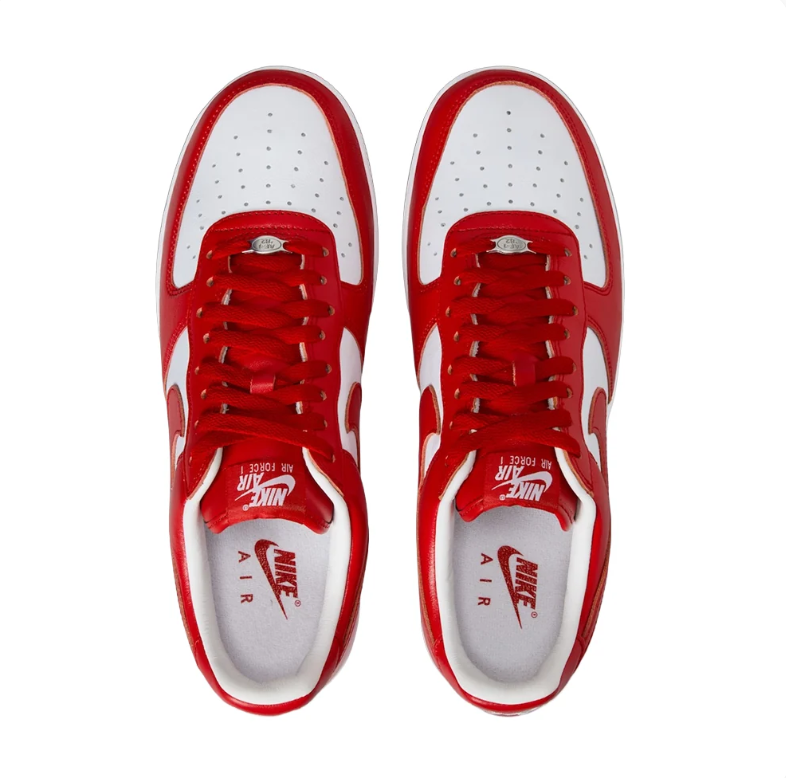Nike Air Force 1 Low Sneakers - Red & White with Embroidered Details