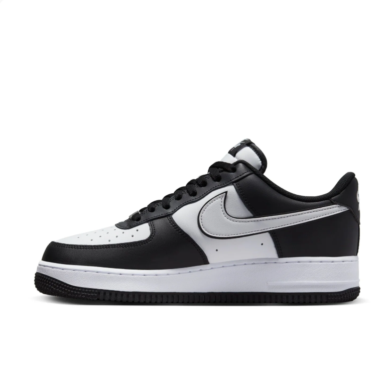 Nike Air Force 1 Low Sneakers - Black & White with Outlined Swoosh