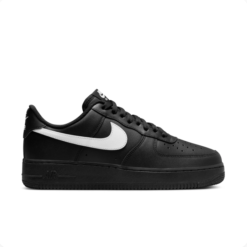 Nike Air Force 1 Low Sneakers - Black with White Swoosh