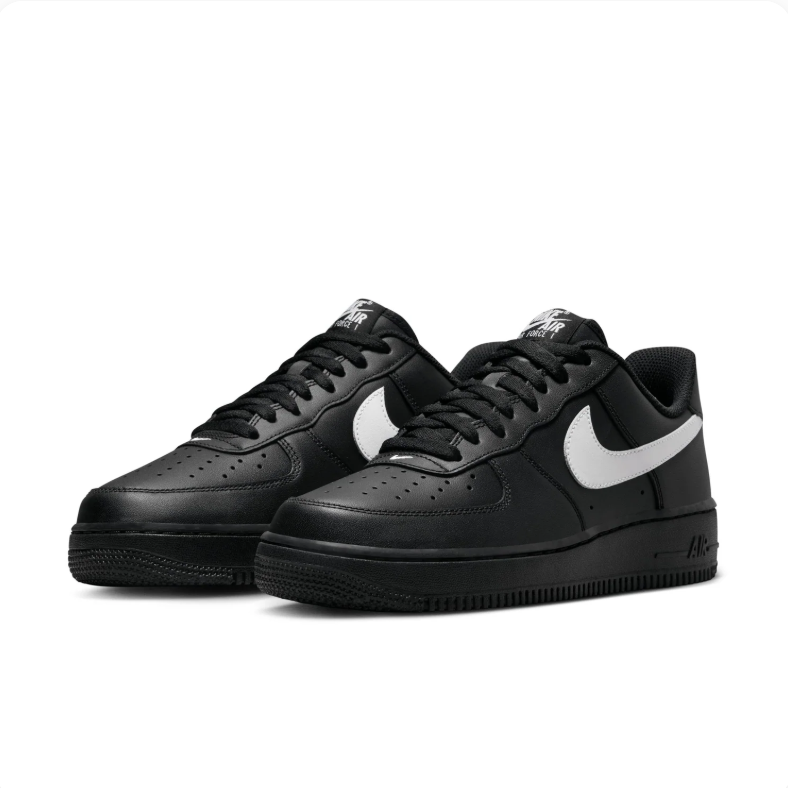 Nike Air Force 1 Low Sneakers - Black with White Swoosh