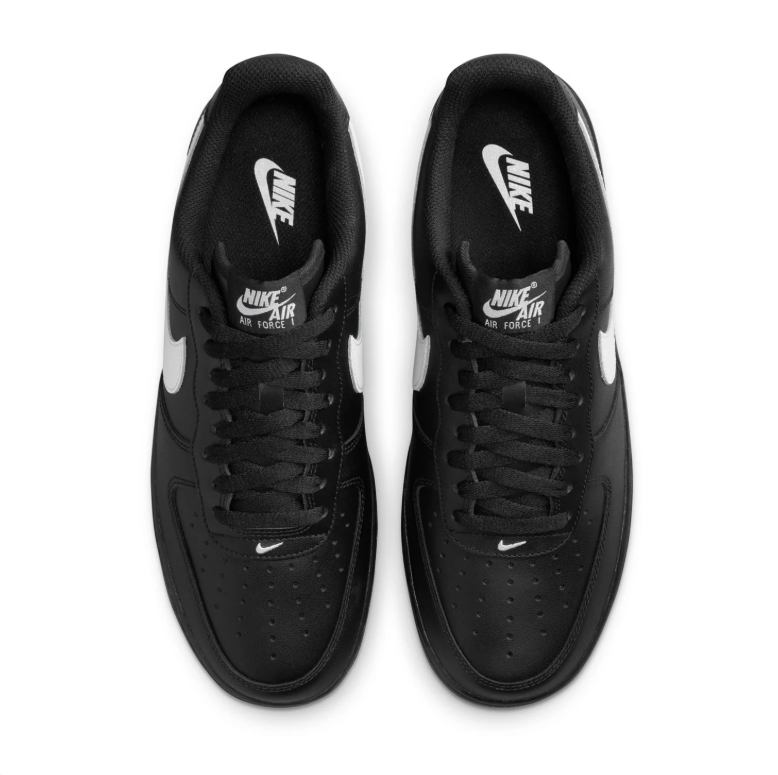 Nike Air Force 1 Low Sneakers - Black with White Swoosh