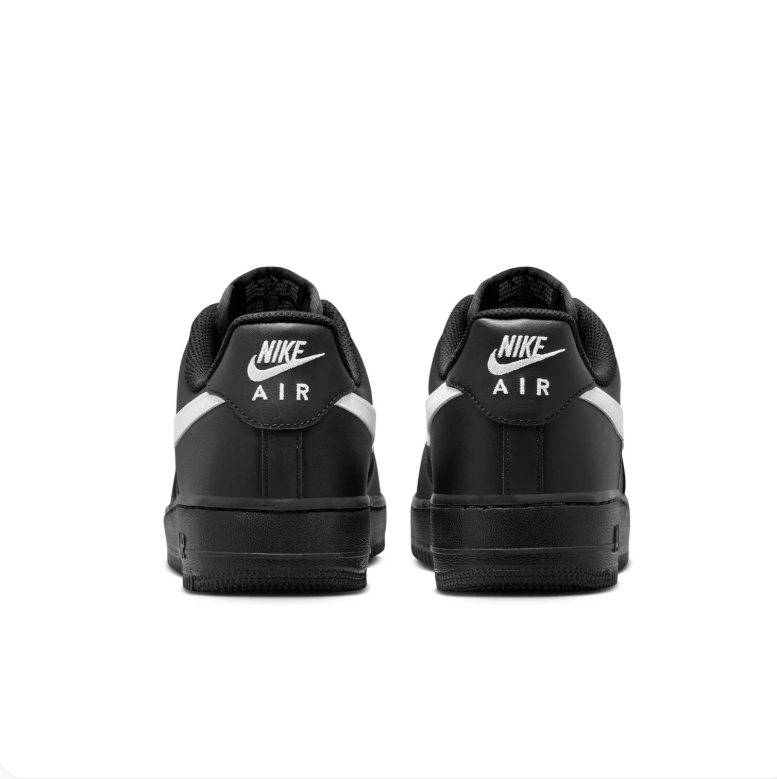 Nike Air Force 1 Low Sneakers - Black with White Swoosh
