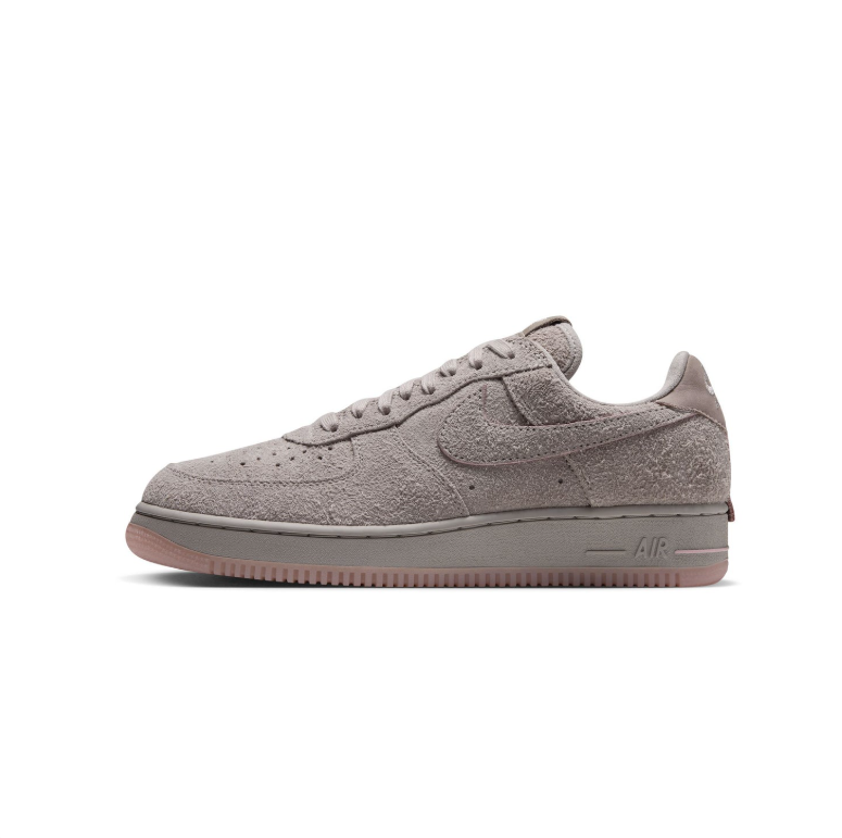 Nike Air Force 1 Low Sneakers - Textured Taupe with Pink Accents