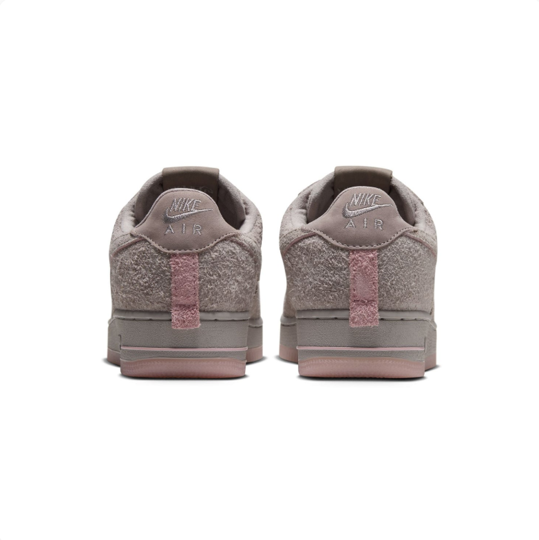 Nike Air Force 1 Low Sneakers - Textured Taupe with Pink Accents