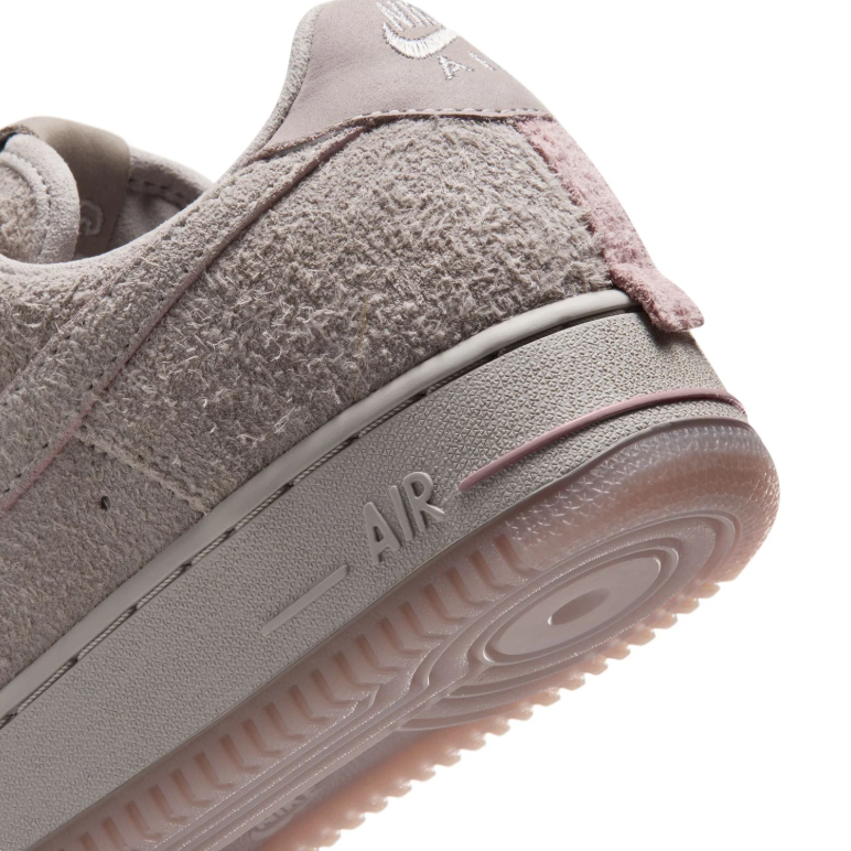 Nike Air Force 1 Low Sneakers - Textured Taupe with Pink Accents