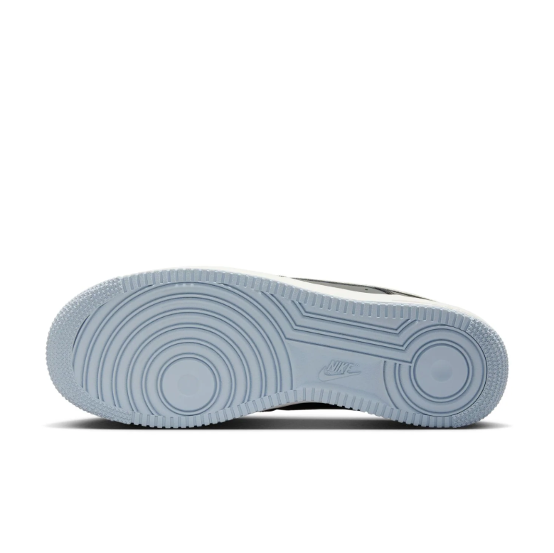 Nike Air Force 1 Low Sneakers - Glossy Black & Grey with Ice Blue Sole