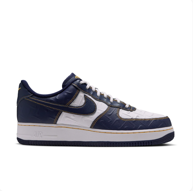 Nike Air Force 1 Low Sneakers - Navy & White with Gold Stitching