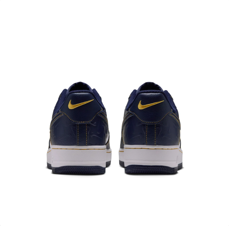 Nike Air Force 1 Low Sneakers - Navy & White with Gold Stitching