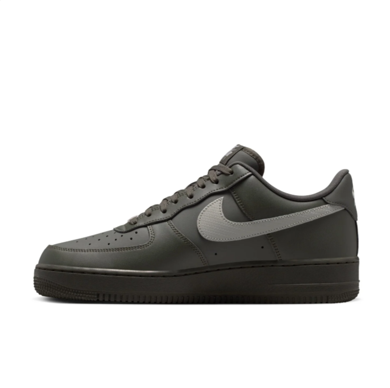 Nike Air Force 1 Low Sneakers - Dark Olive & Grey with Mini Swoosh