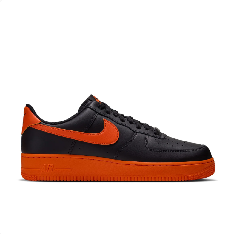 Nike Air Force 1 Low Sneakers - Black & Orange with Orange Sole