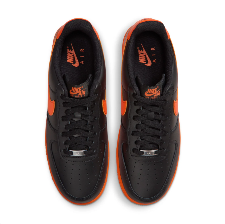 Nike Air Force 1 Low Sneakers - Black & Orange with Orange Sole