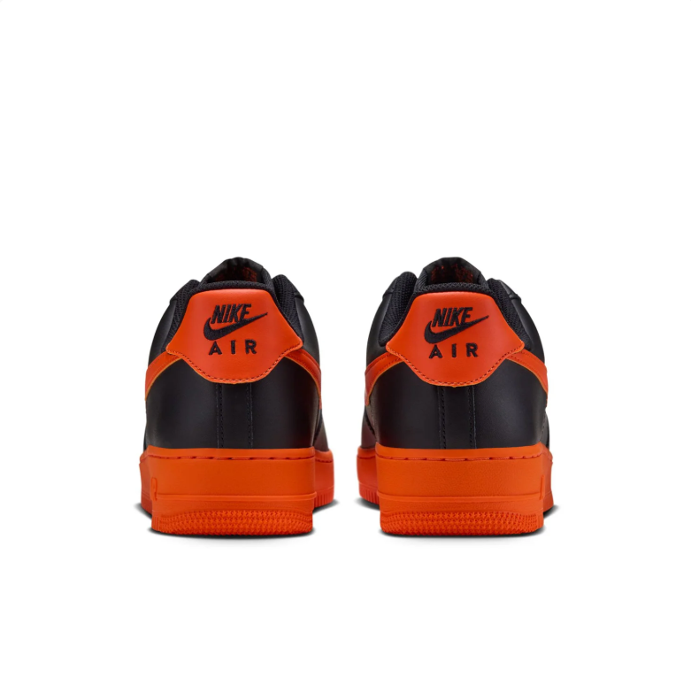 Nike Air Force 1 Low Sneakers - Black & Orange with Orange Sole