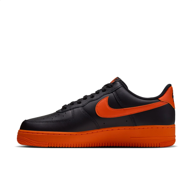 Nike Air Force 1 Low Sneakers - Black & Orange with Orange Sole