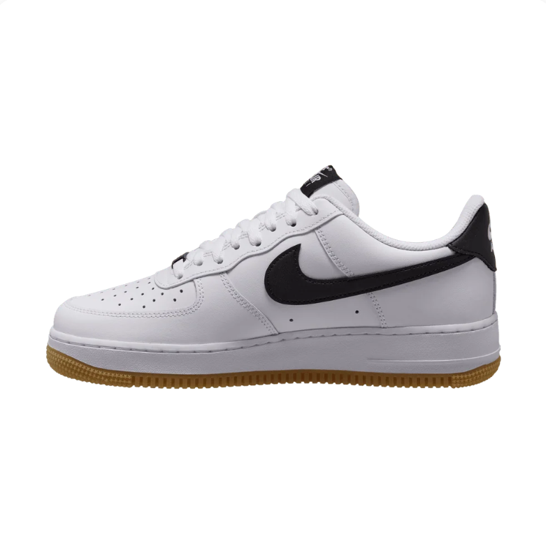 Nike Air Force 1 Low Sneakers - White & Black with Gum Sole