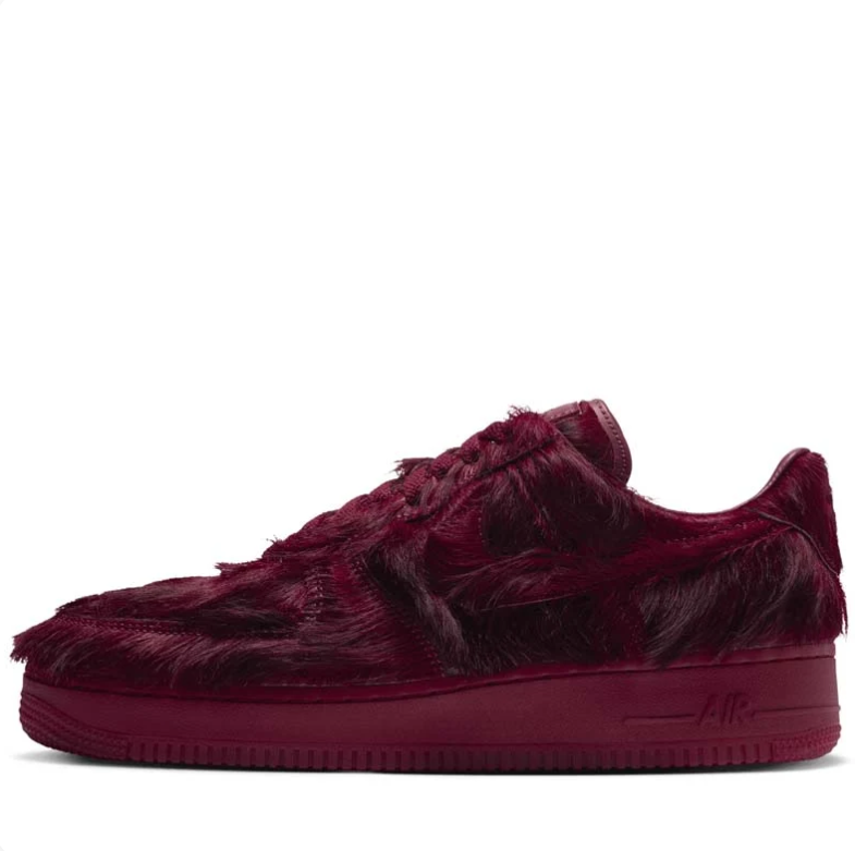 Nike Air Force 1 Low Sneakers - Burgundy with Shaggy Texture