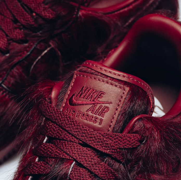 Nike Air Force 1 Low Sneakers - Burgundy with Shaggy Texture