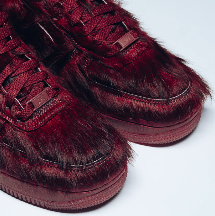 Nike Air Force 1 Low Sneakers - Burgundy with Shaggy Texture
