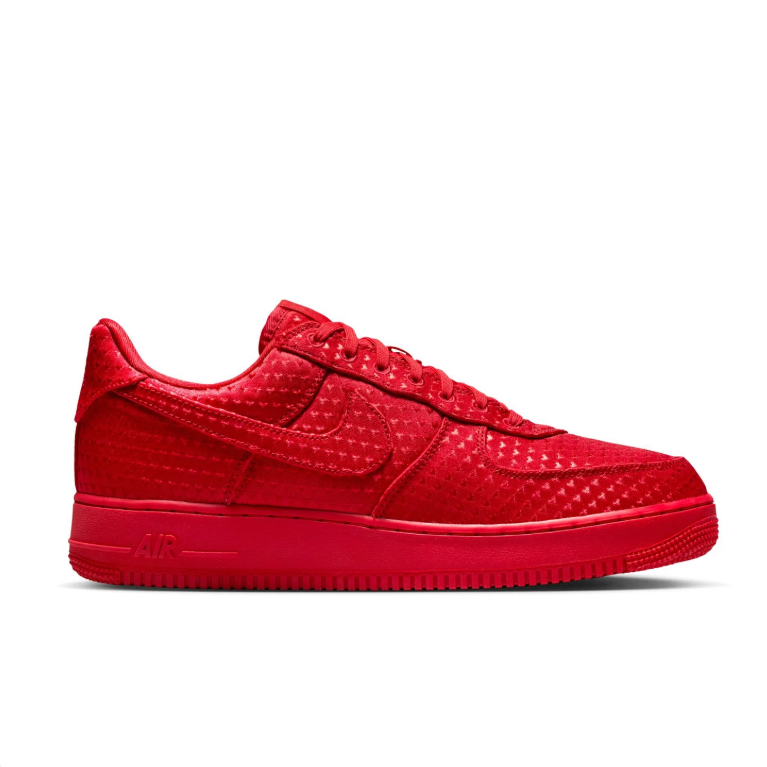 Nike Air Force 1 Low Sneakers - All Red with Textured Pattern