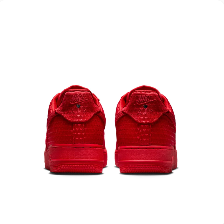 Nike Air Force 1 Low Sneakers - All Red with Textured Pattern