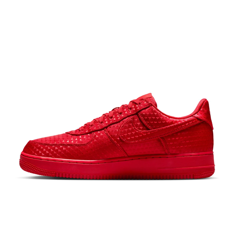 Nike Air Force 1 Low Sneakers - All Red with Textured Pattern