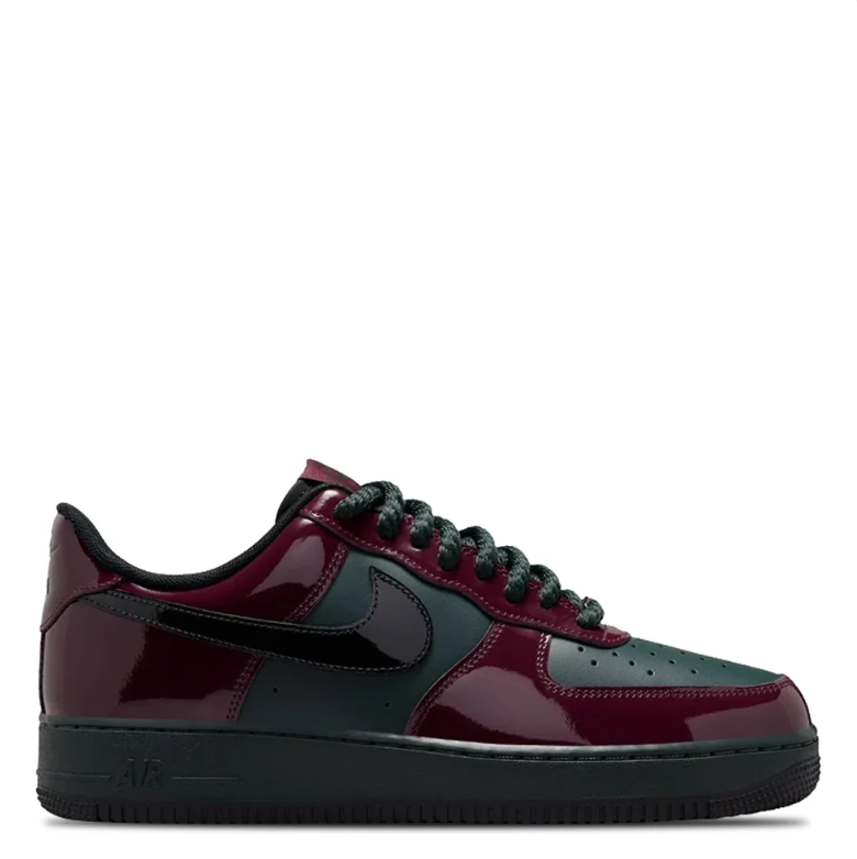 Nike Air Force 1 Low Sneakers - Glossy Burgundy & Dark Green